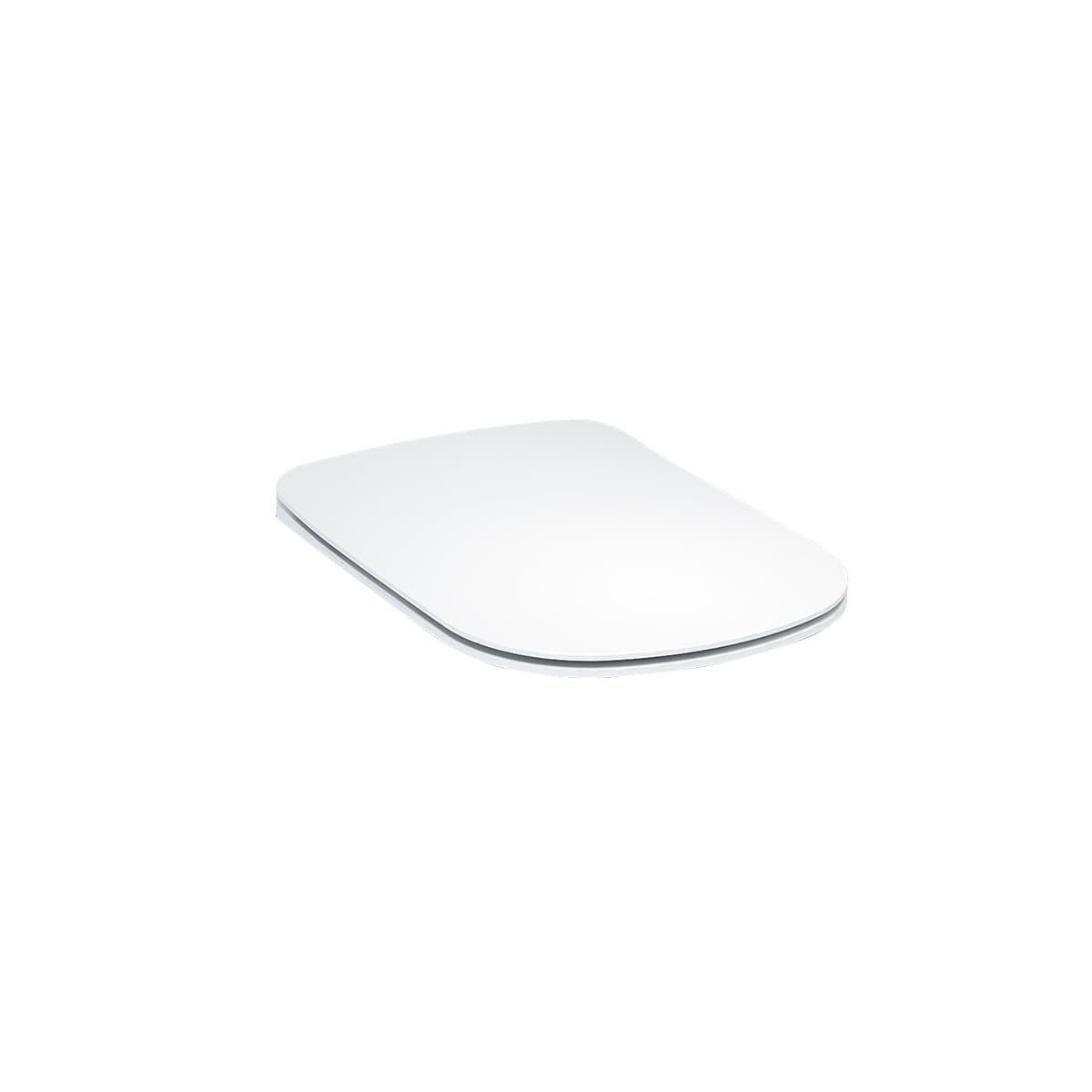 White slim toilet seat and lid shown closed on a plain background