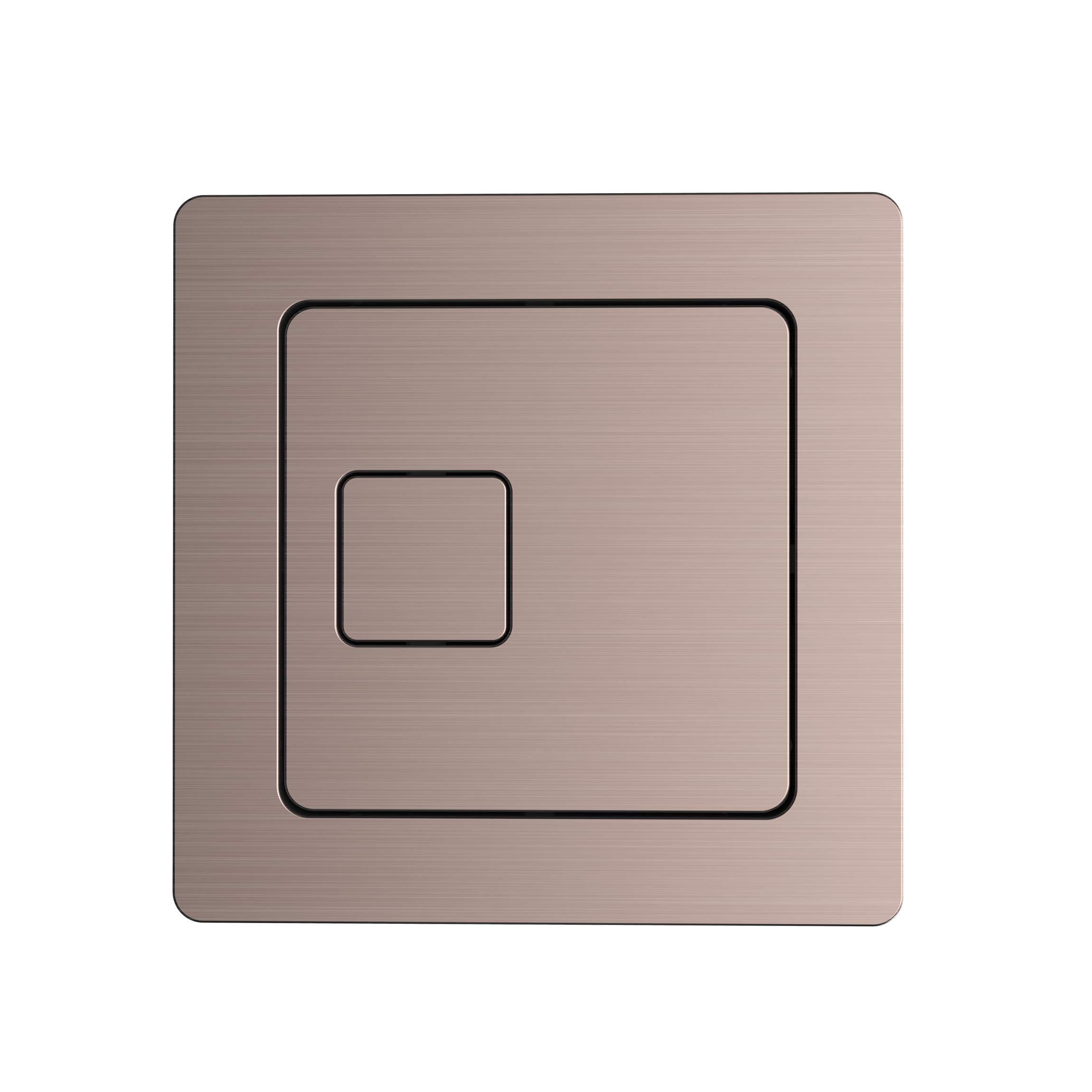 Bronze-coloured square flush plate with a smaller button inside the larger outline