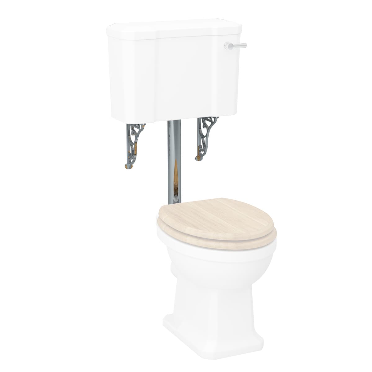 Wyndham Low Level Chrome flush pipe and ornate wall bracket pack
