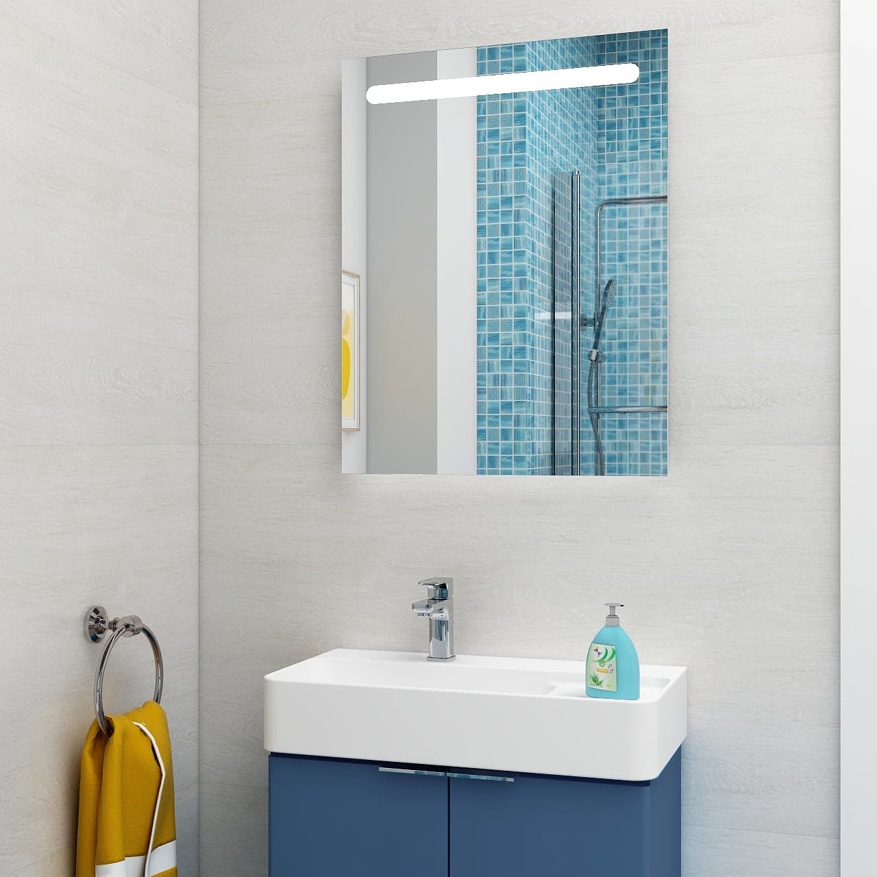 Blade 550mm Illuminated LED Mirror with one touch control and demist function view 2