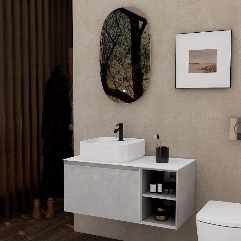 Ravine 900 Single drawer cabinet in Slate view 2