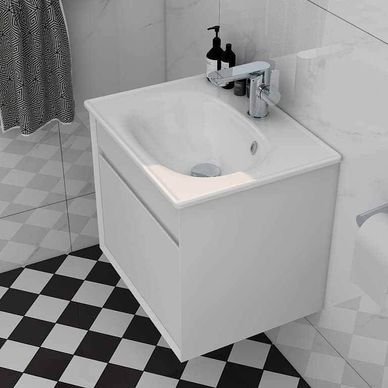 Alma 500mm Single Drawer cabinet in White view 2
