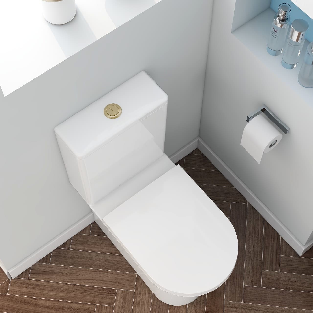 Brushed brass push button for close coupled cisterns view 2