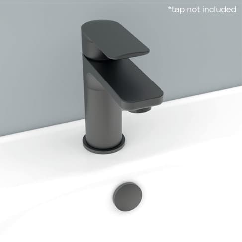 Plastic basin overflow cover in matt black view 3