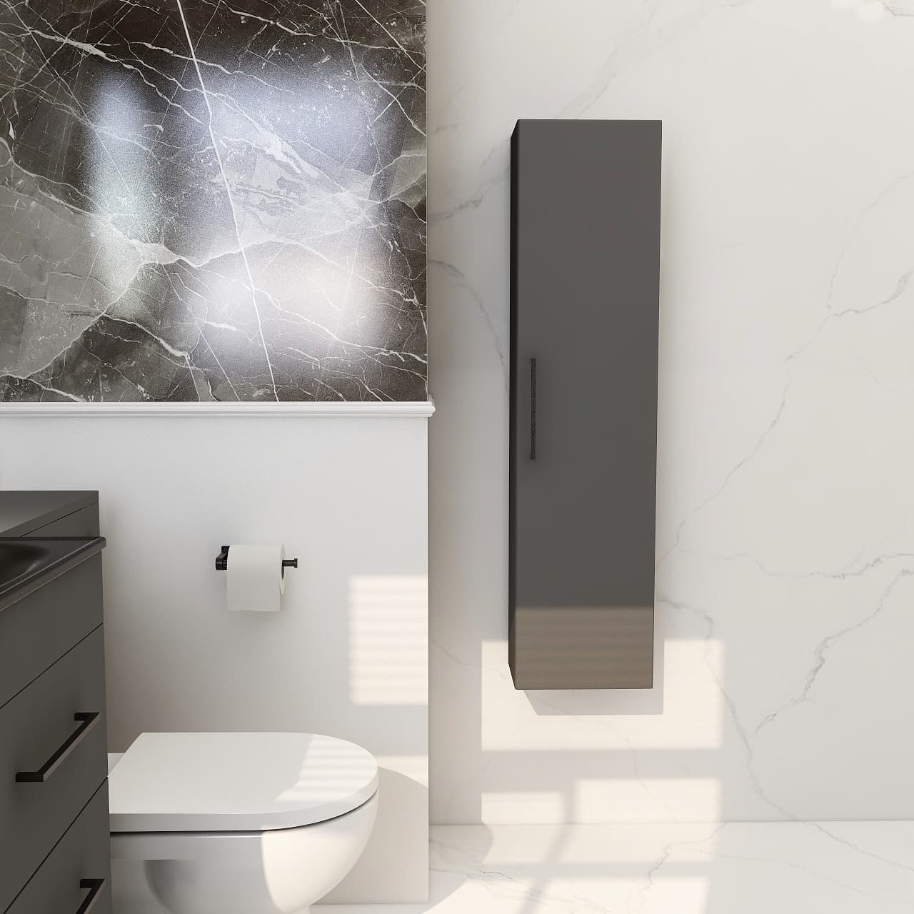 Single door wall storage unit in matt black view 2