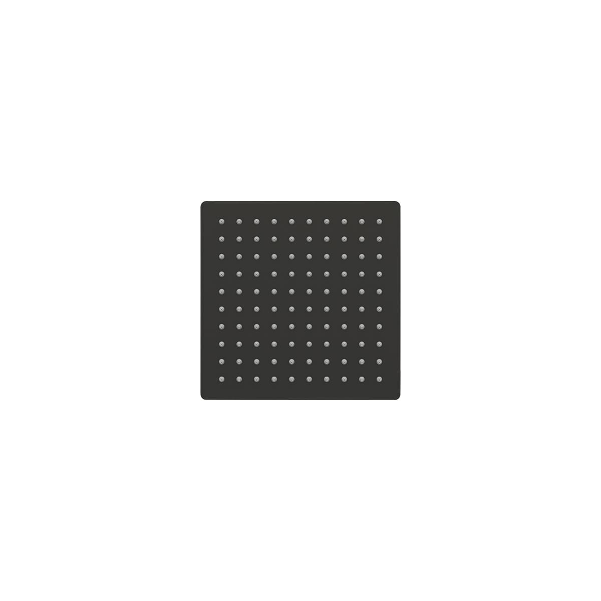 slimline polished stainless steel square 200mm shower head in Matt Black view 2