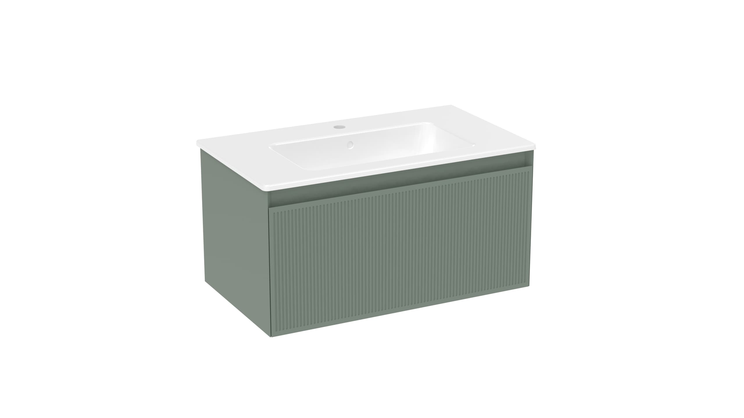 MONUMENT 80cm 1 drawer wall mounted unit - Matte Sage