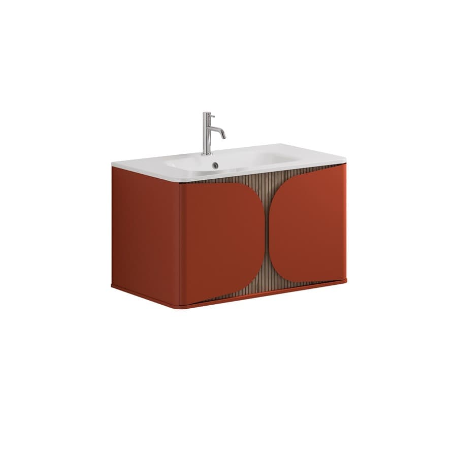 Tambour 800mm One Drawer Wall Hung Vanity with 1TH Basin - Soft Clay