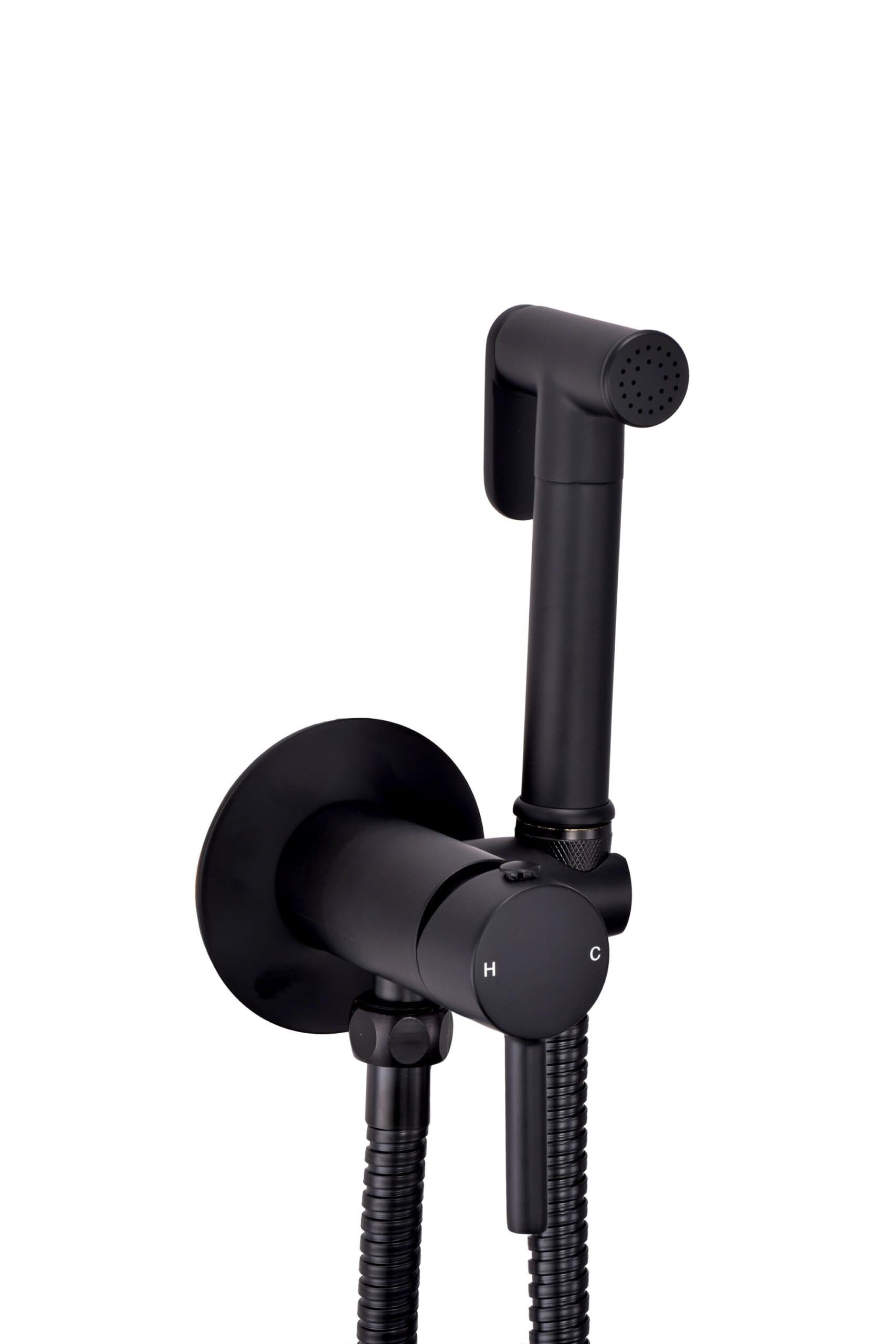Douche Handset, Flexi, Holder and Outlet Elbow Black